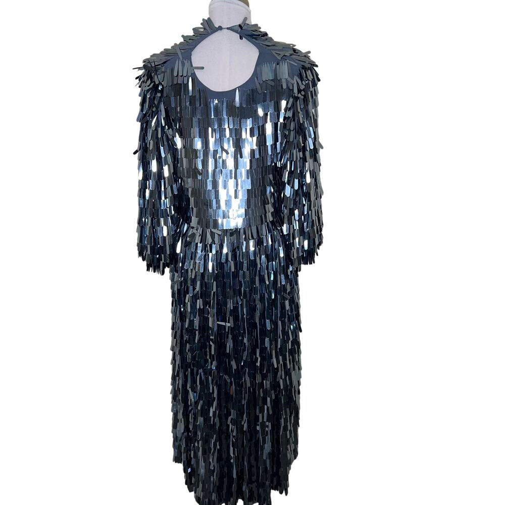 ASOS Cocktail Dress 6 Teardrop Sequin Midi Blue Party Statement Special Occasion - Picture 4 of 12